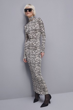 Animalier Patrizia Pepe Long Slim Fit Dress | HIXUSLM-78