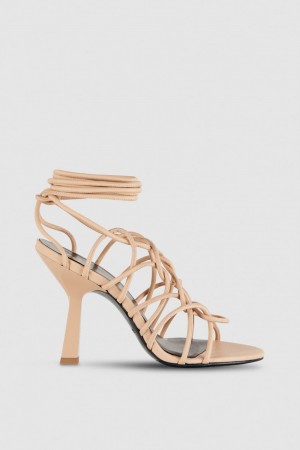 Beige Patrizia Pepe Heeled Ankle Sandals | MNFUBIJ-17