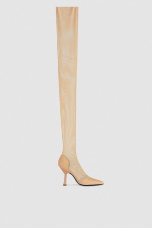 Beige Patrizia Pepe Overknee Boots In Tulle | FLDZWUE-28