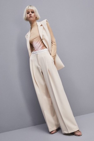 Beige Patrizia Pepe Palazzo Pants In Technical Fabric | KMYVRJS-58