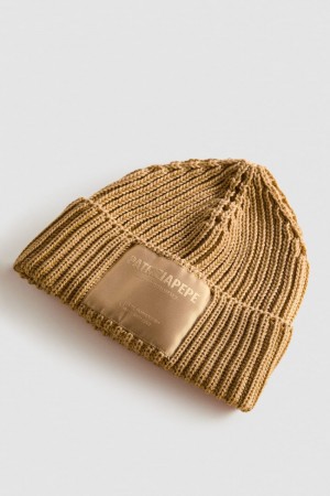 Beige Patrizia Pepe Ribbed Fabric Hat | RVWXQGD-56