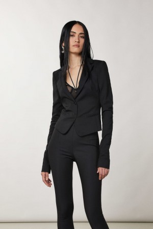 Black Patrizia Pepe 1-button Jacket | WKAVFIY-08