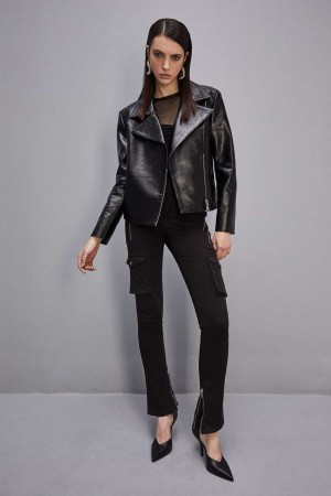 Black Patrizia Pepe Coated Fabric Jacket | CVRDSGN-69