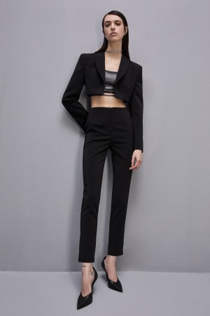 Black Patrizia Pepe Essential Cigarette Pants | WUEVDZI-64