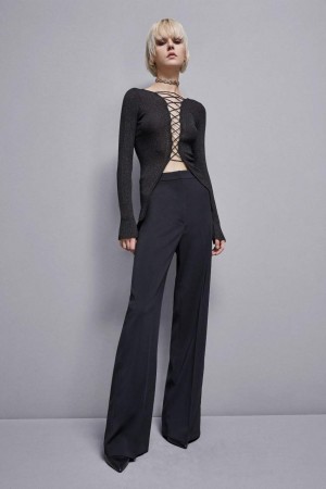 Black Patrizia Pepe Essential Crepe Palazzo-fit Pants | KZIGMAV-27