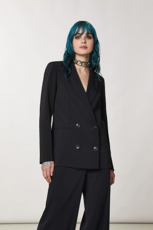 Black Patrizia Pepe Essential Double-breasted Jacket | KASVTBU-41