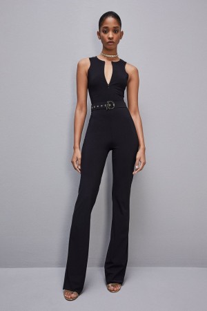 Black Patrizia Pepe Essential Stretch Technical Jersey Bodysuit | BGYCXFZ-18