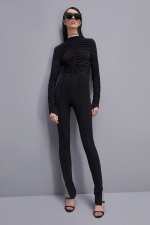 Black Patrizia Pepe Essential Technical Jersey Leggings | SGBXTDH-24