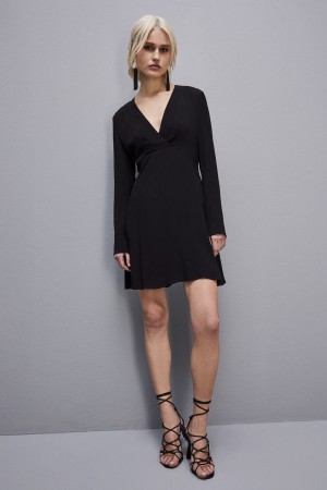 Black Patrizia Pepe Essential Viscose Crepe Dress | QPXCFWB-65