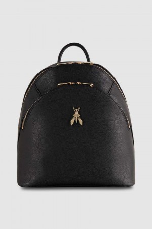 Black Patrizia Pepe Fly Leather Backpack With Double Pocket | TBCRGXU-47