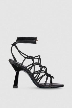 Black Patrizia Pepe Heeled Ankle Sandals | KFGMPZU-03