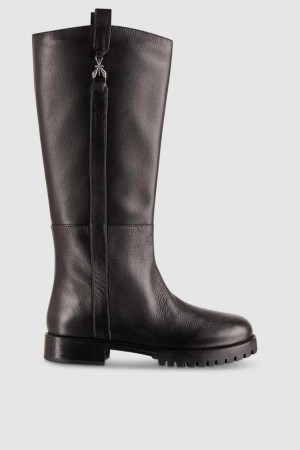 Black Patrizia Pepe High Nappa Leather Boots With Zipper | YAHVUDW-08