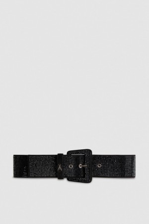 Black Patrizia Pepe High-waisted Belt With Rhinestones | WCRYEPT-42