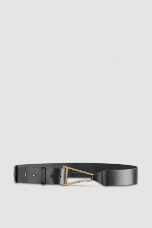 Black Patrizia Pepe High-waisted Leather Belt | BSXEQTY-84