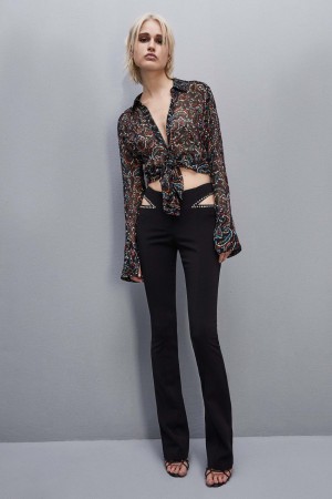 Black Patrizia Pepe Long-sleeved Printed Shirt | BXQAINU-34