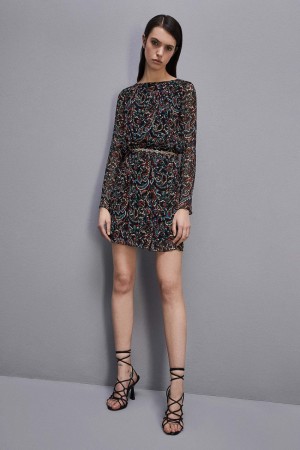 Black Patrizia Pepe Mini Patterned Dress | QTYSNCL-32