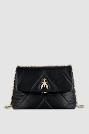 Black Patrizia Pepe Padded Fly Crossbody Bag | BGDFAOT-28