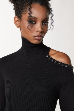 Black Patrizia Pepe Piercing Cut-out Sweater | WAZOIVH-04