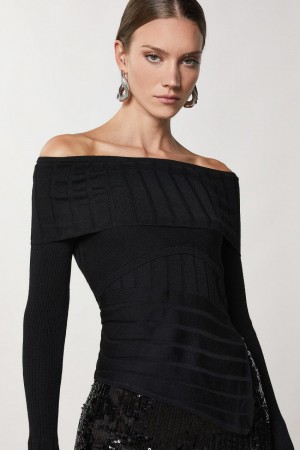 Black Patrizia Pepe Rib Knit | OHQUJLE-04