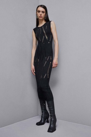 Black Patrizia Pepe Sleeveless Long Dress | WIFQGUV-29