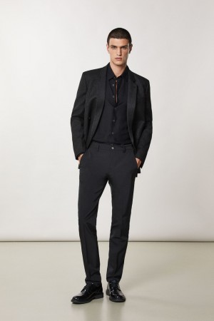 Black Patrizia Pepe Slim Gabardine Pants | RWNCAEV-16