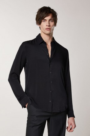 Black Patrizia Pepe Solid-colored Shirt In Viscose Twill | LEVAIOJ-67