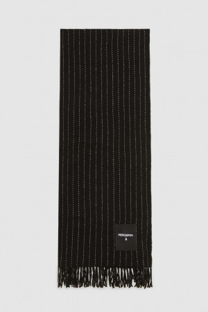 Black Patrizia Pepe Wool-blend Pinstripe Scarf | KUJVLDB-92