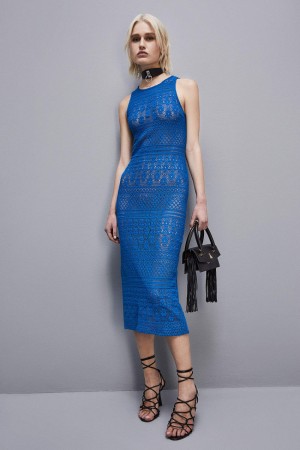 Blue Patrizia Pepe Lace Midi Dress | TEVIHZN-46