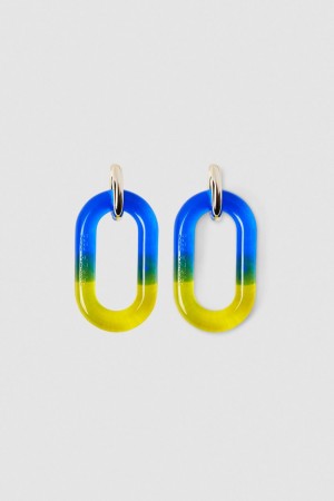 Blue Patrizia Pepe Shaded Maxi Chain Logo Earrings | AWTMUKE-26