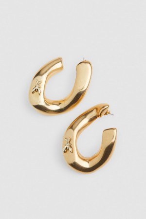 Gold Patrizia Pepe Metal Earrings | WTCKHJZ-23