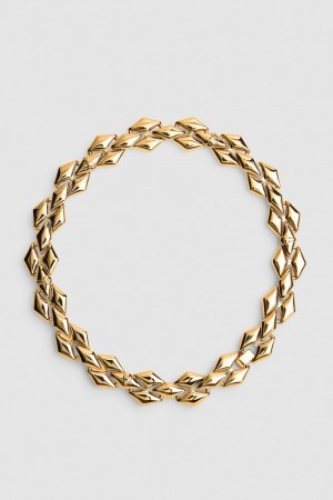 Gold Patrizia Pepe New Chain Brass Necklace | OUSWLIT-02