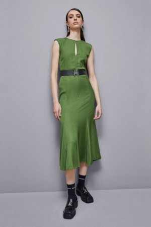 Green Patrizia Pepe Jacquard Viscose Midi Dress | CODGBUL-91