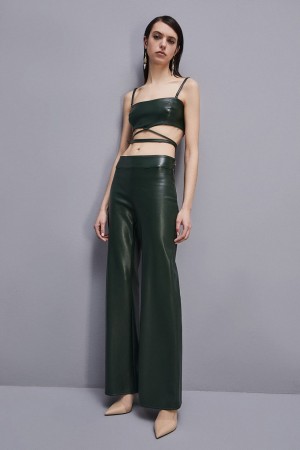 Green Patrizia Pepe Low-waisted Palazzo Fit Pants | YDOKXRP-57