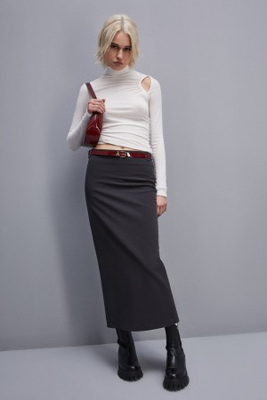 Grey Patrizia Pepe Viscose Pencil Skirt | YUHMCPN-79