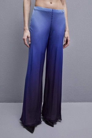 Light Blue Patrizia Pepe Chiffon Pants With Degradè Print | AKZUHGX-13