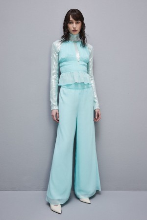 Light Blue Patrizia Pepe Regular Waist Palazzo Pants | YBSJVIU-87