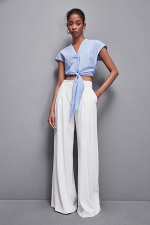 Light Blue Patrizia Pepe V-neck Shirt With Knot | NIGEAHC-29