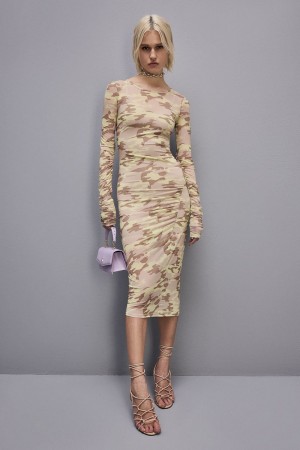 Militare Patrizia Pepe Camouflage Print Tulle Dress | HUQRPCW-06