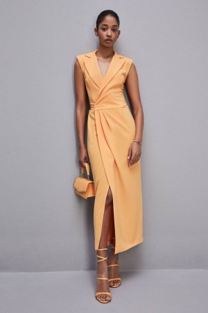 Orange Patrizia Pepe Sablè Crepe Blazer Dress | PJGOXUL-39