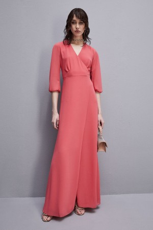 Pink Patrizia Pepe Extra Long Wrap Dress In Georgette | XMJGHDI-91