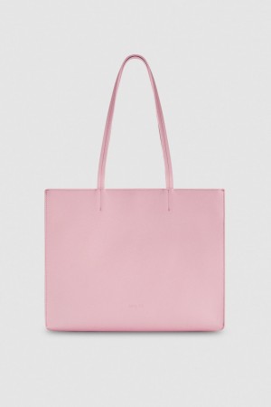 Pink Patrizia Pepe Hammered Leather Shopping Bag | XRMCKSO-45