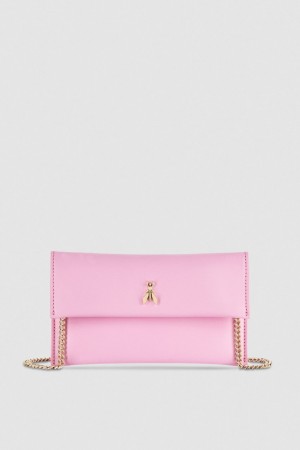 Pink Patrizia Pepe Leather Clutch Bag With Chain Shoulder Strap | BRJXIDU-02