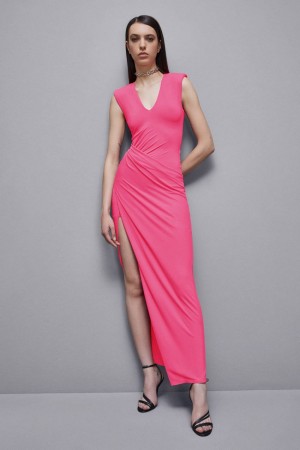 Pink Patrizia Pepe Long Crape Dress With Draping | BALXZDI-87