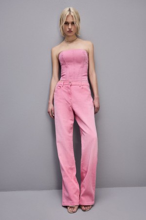 Pink Patrizia Pepe Low Waist Straight Pants | OFAHLWV-20