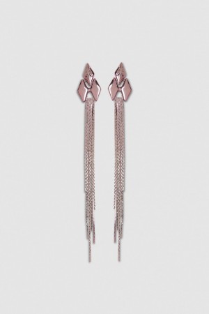 Pink Patrizia Pepe Pendant Earrings With Micro Fly Links And Metal Fringing | ERMWZIT-83