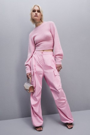 Pink Patrizia Pepe Rib Knit Sweater With Round Neckline | NCLOBWH-92