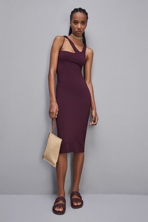 Purple Patrizia Pepe Essential Stretch Jersey Sleeveless Dress | XHPJFVG-54