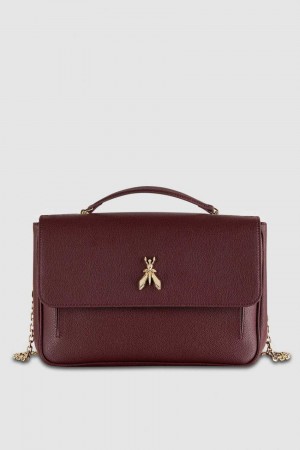 Purple Patrizia Pepe Fly Leather Shoulder Bag With Chain | JDRCUAL-32