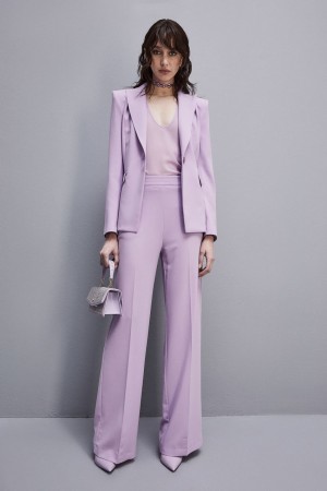 Purple Patrizia Pepe Sablè Crepe Palazzo Pants | OWMNKXZ-01