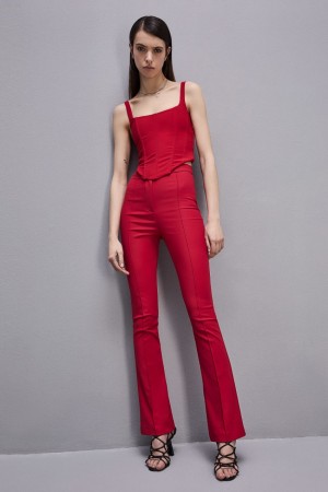 Red Patrizia Pepe Slim Flare Pants | RPLTDHQ-80